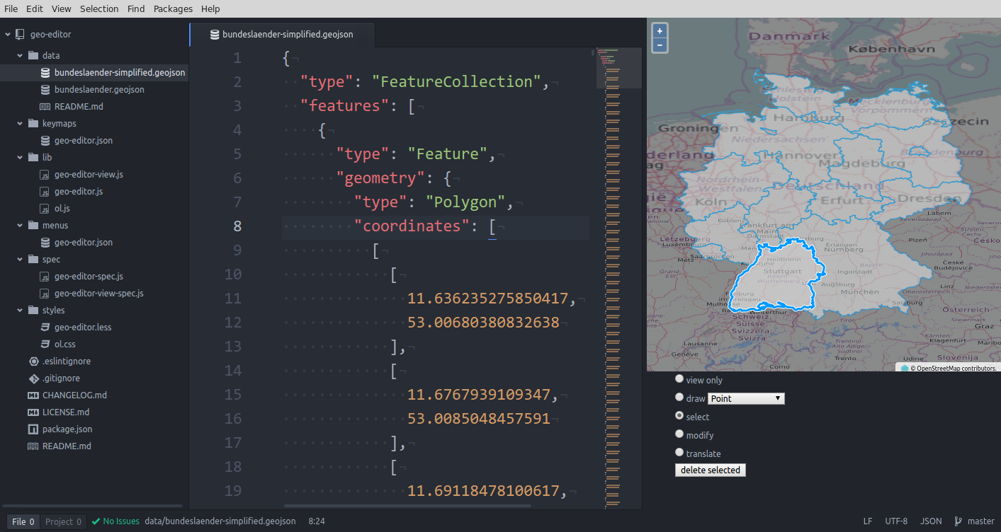 A screenshot of the geo-editor package