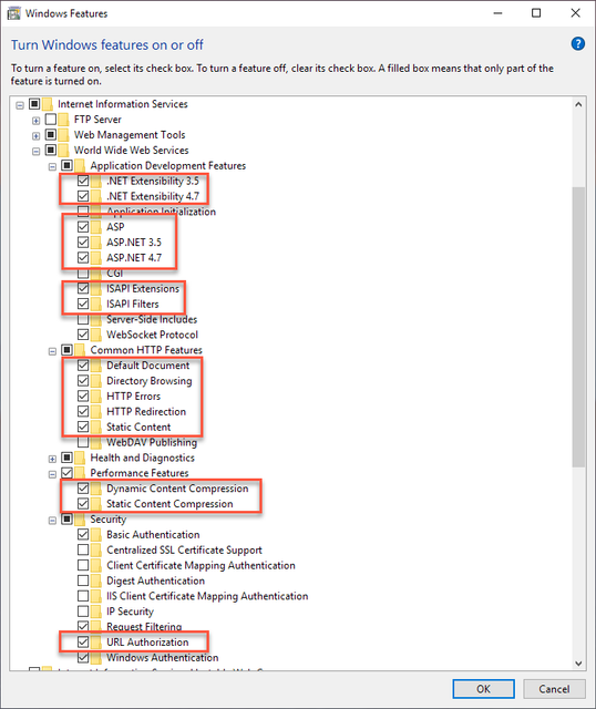 IIS settings