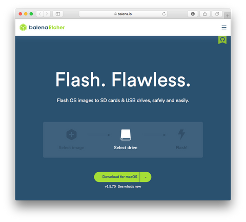 balenaEtcher website screenshot