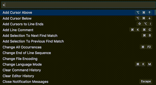 vs code command palette