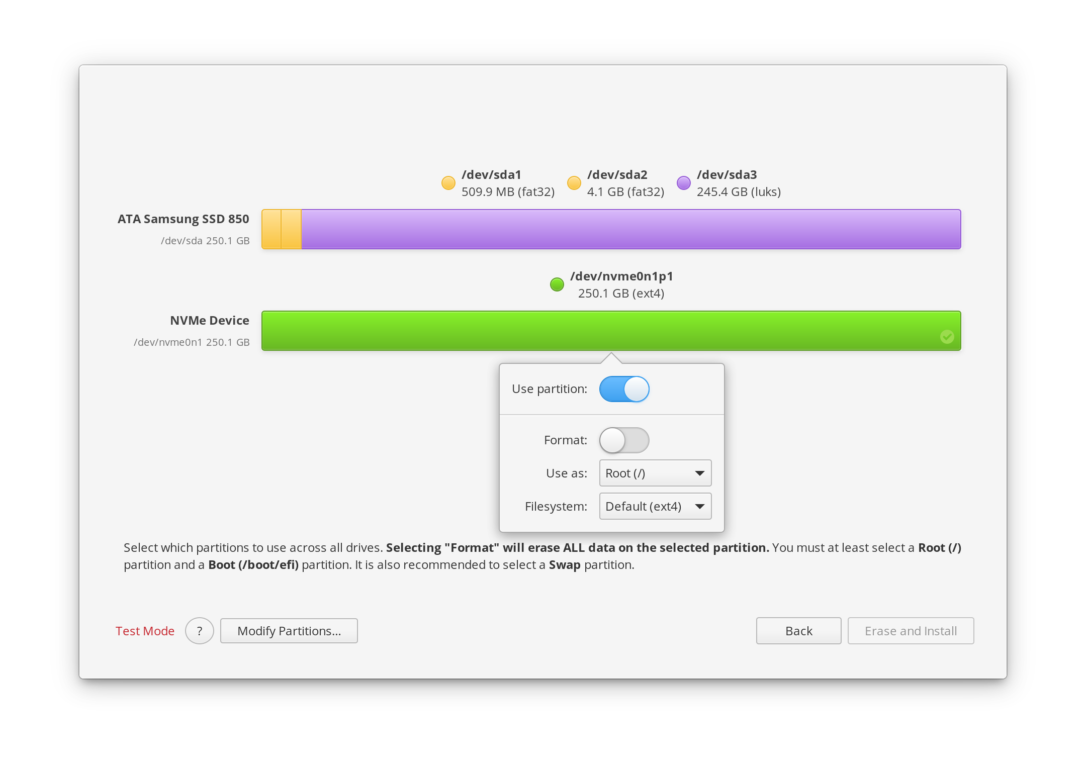 Custom partition UI