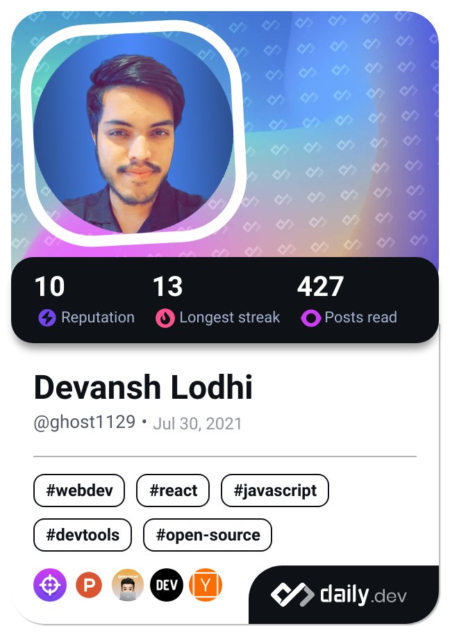 Devansh Lodhi's Dev Card