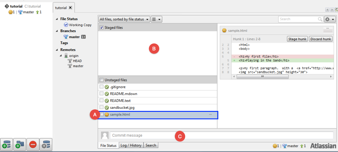 Modified file in SourceTree