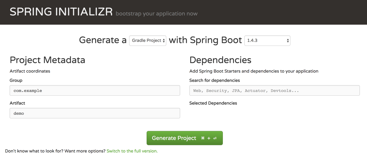 使用Spring Initializr进行工程的生成