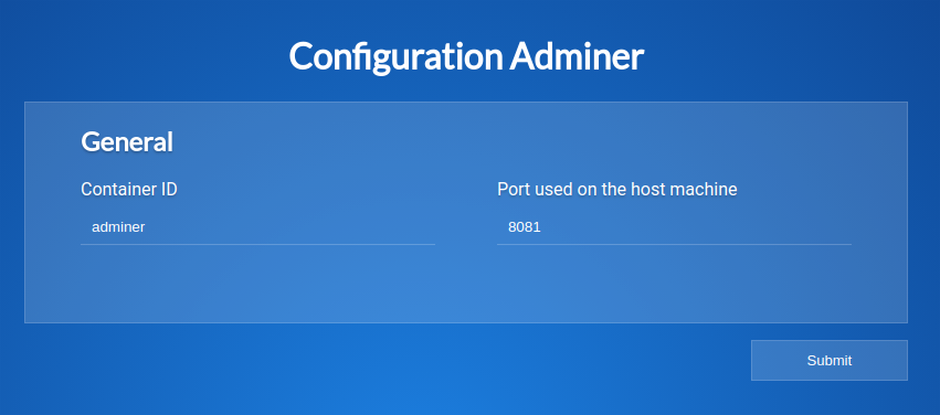 Adminer configuration