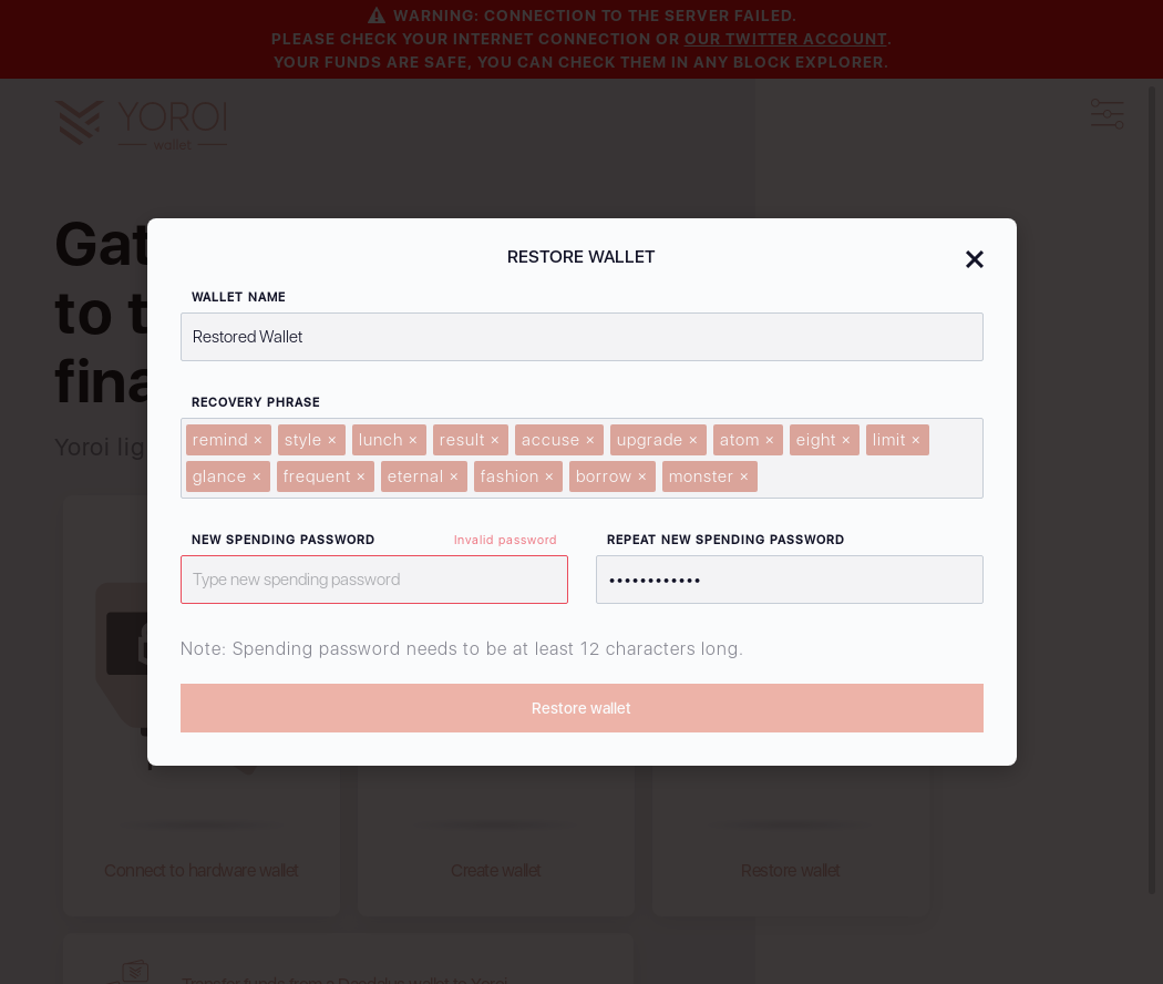 Wallet cant be restored without entering password IT26/8_102-I click the Restore Wallet button.png