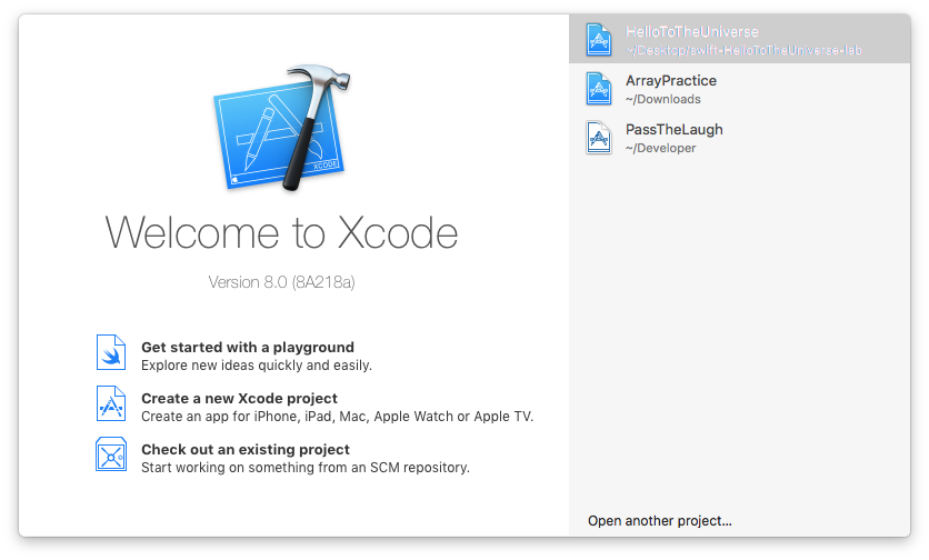 Xcode Open