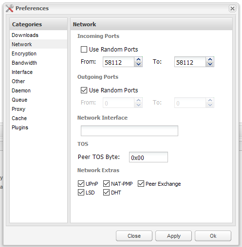 Network Section Screenshot