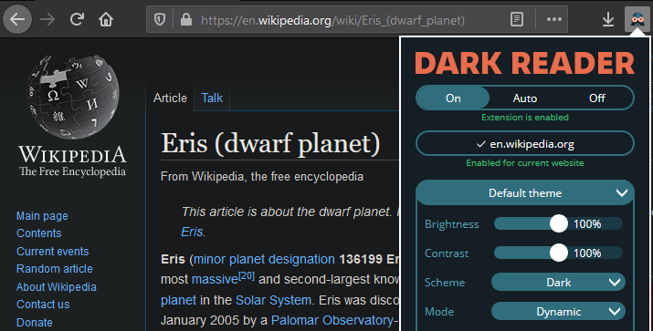 Dark Reader screenshot