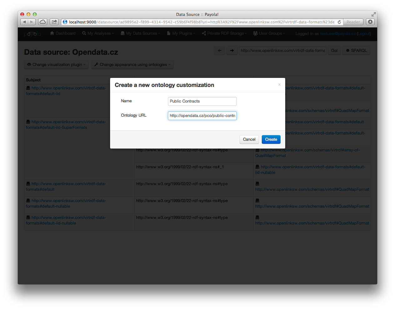 Create Ontology Customization Dialog