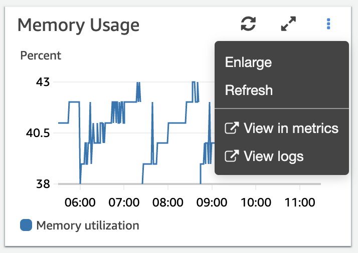 [The menu on the Memory Usage pane.]