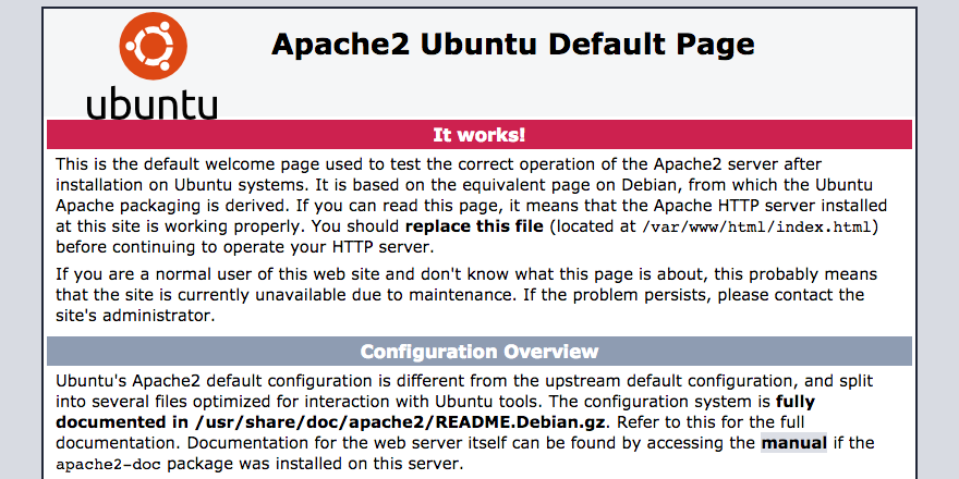 Apache2 default page