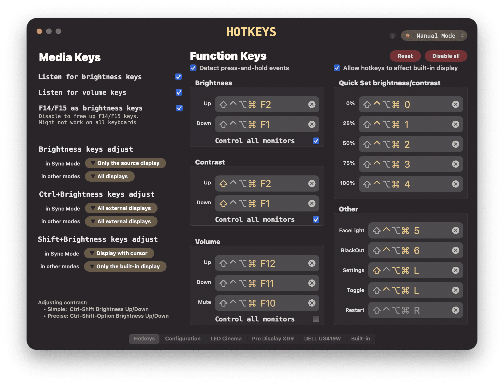 Hotkeys page