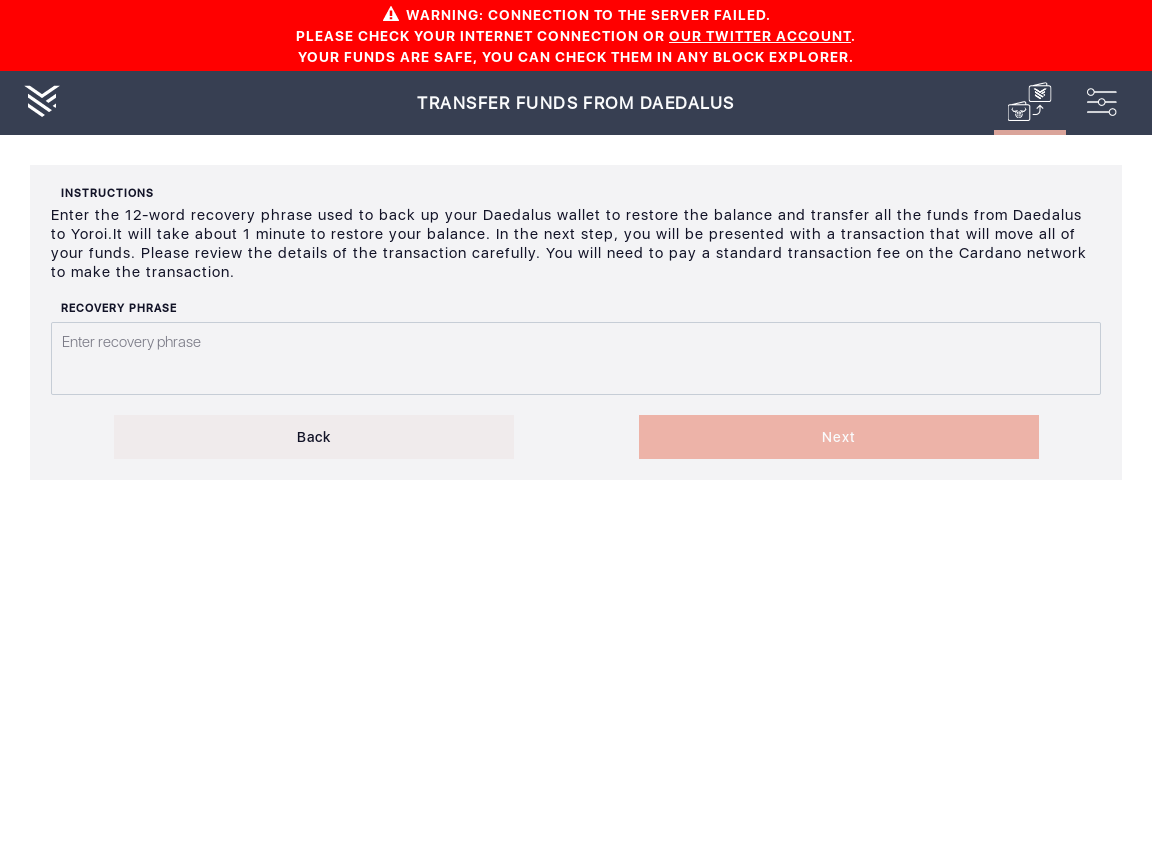 Daedalus transfer should fail to recover wallet if connection was lost IT84/4_19-I click on the transfer funds from Daedalus button.png