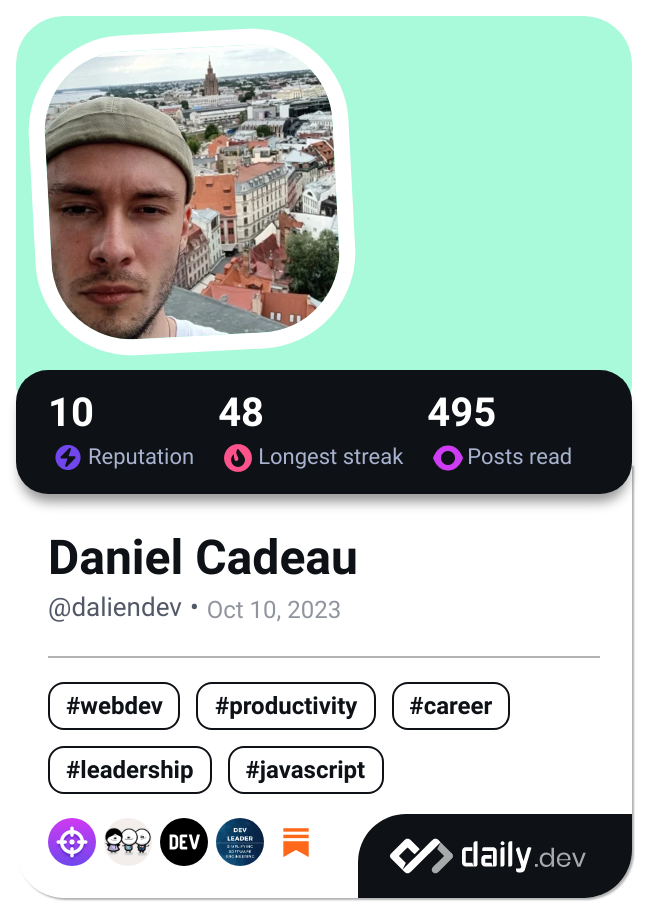 Daniel Cadeau's Dev Card
