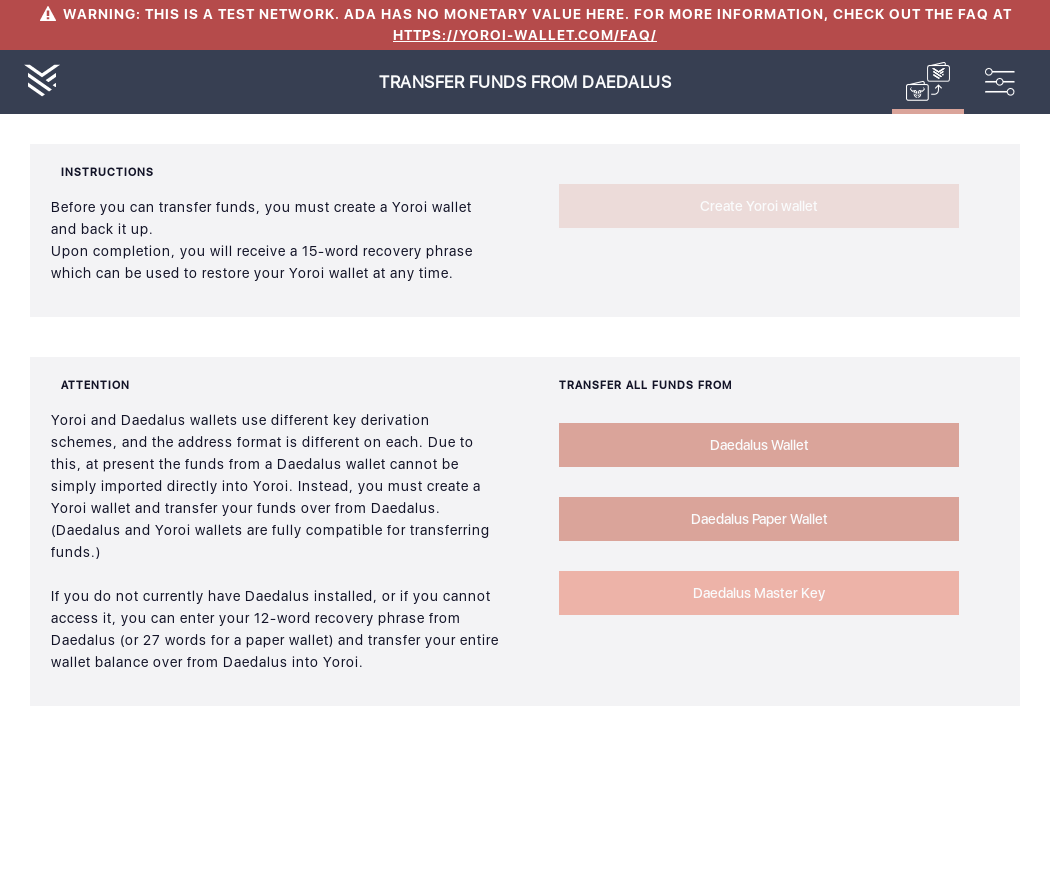 Yoroi TRANSFER FUNDS FROM DAEDALUS screen validation IT29/5_69-I see all necessary elements on TRANSFER FUNDS FROM DAEDALUS screen.png