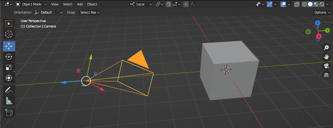 blender camera axes convention