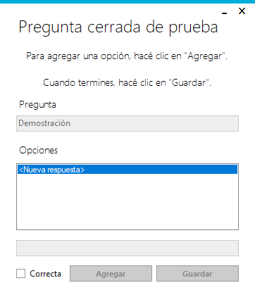 Pregunta cerrada: añadiendo opciones