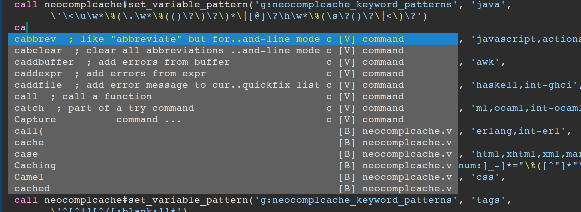 Vim completion.