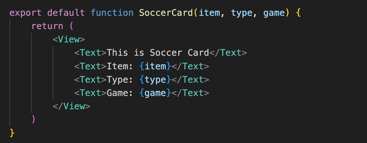 “SoccerCard” component