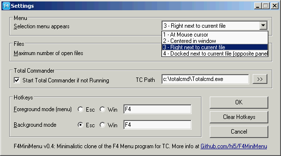 General program settings