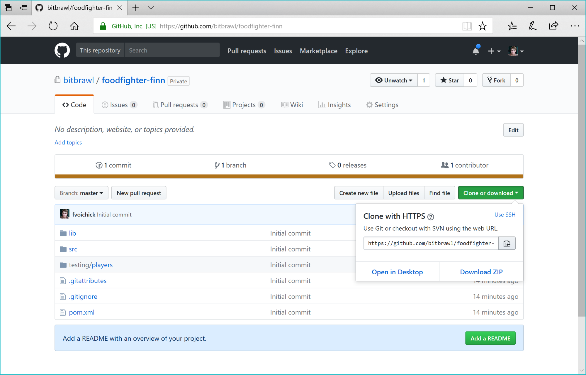 GitHub repository view