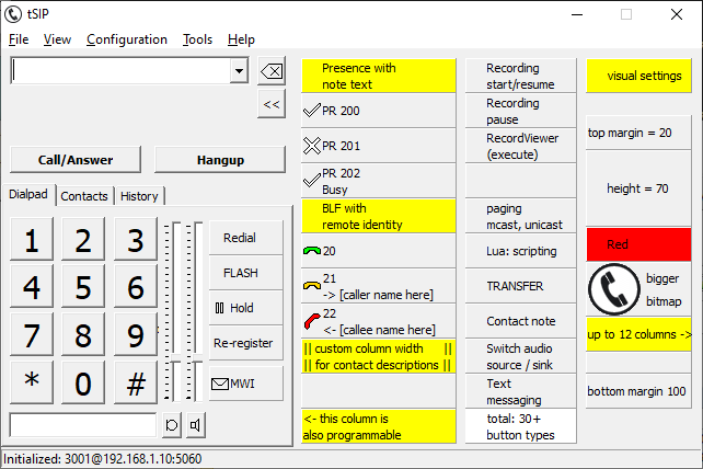 tSIP 0.1.76 screenshot with console