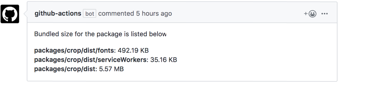 github actions bot comment bundle size