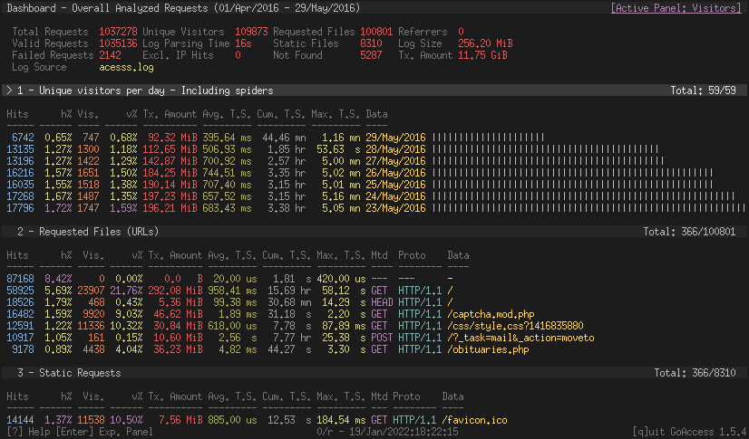 GoAccess Terminal Dashboard