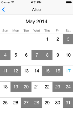 Workdays are highlighted