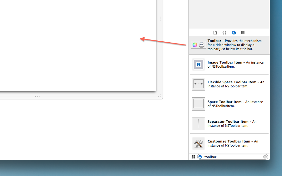 Adding toolbar to window