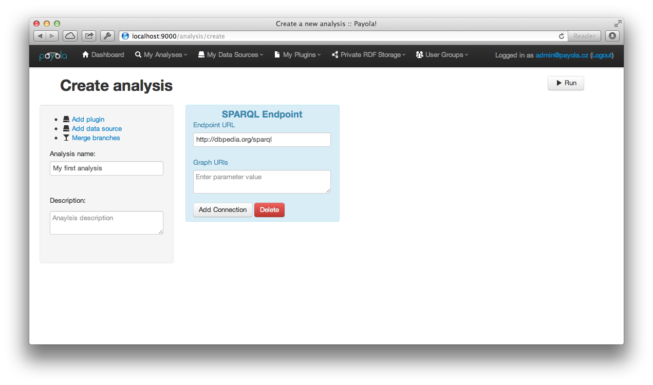 Create Analysis - Added Data Source