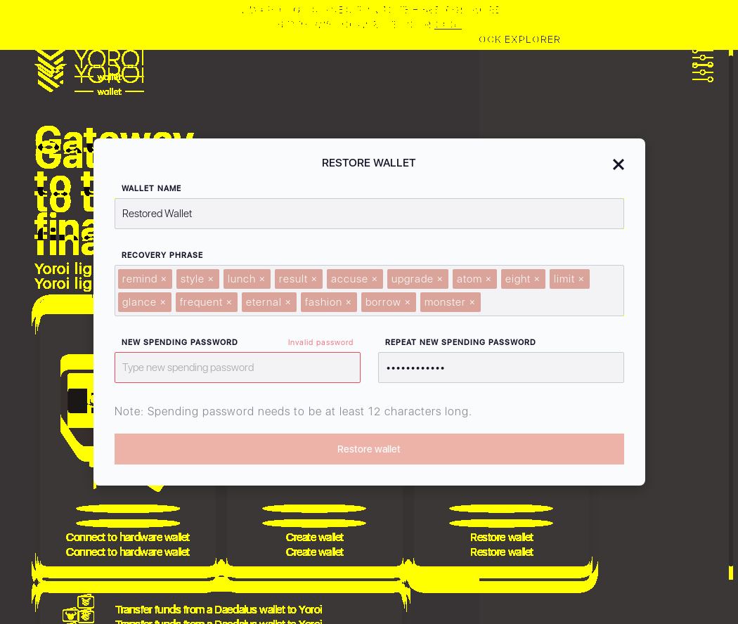 Wallet cant be restored without entering password IT26/8_102-I click the Restore Wallet button.png