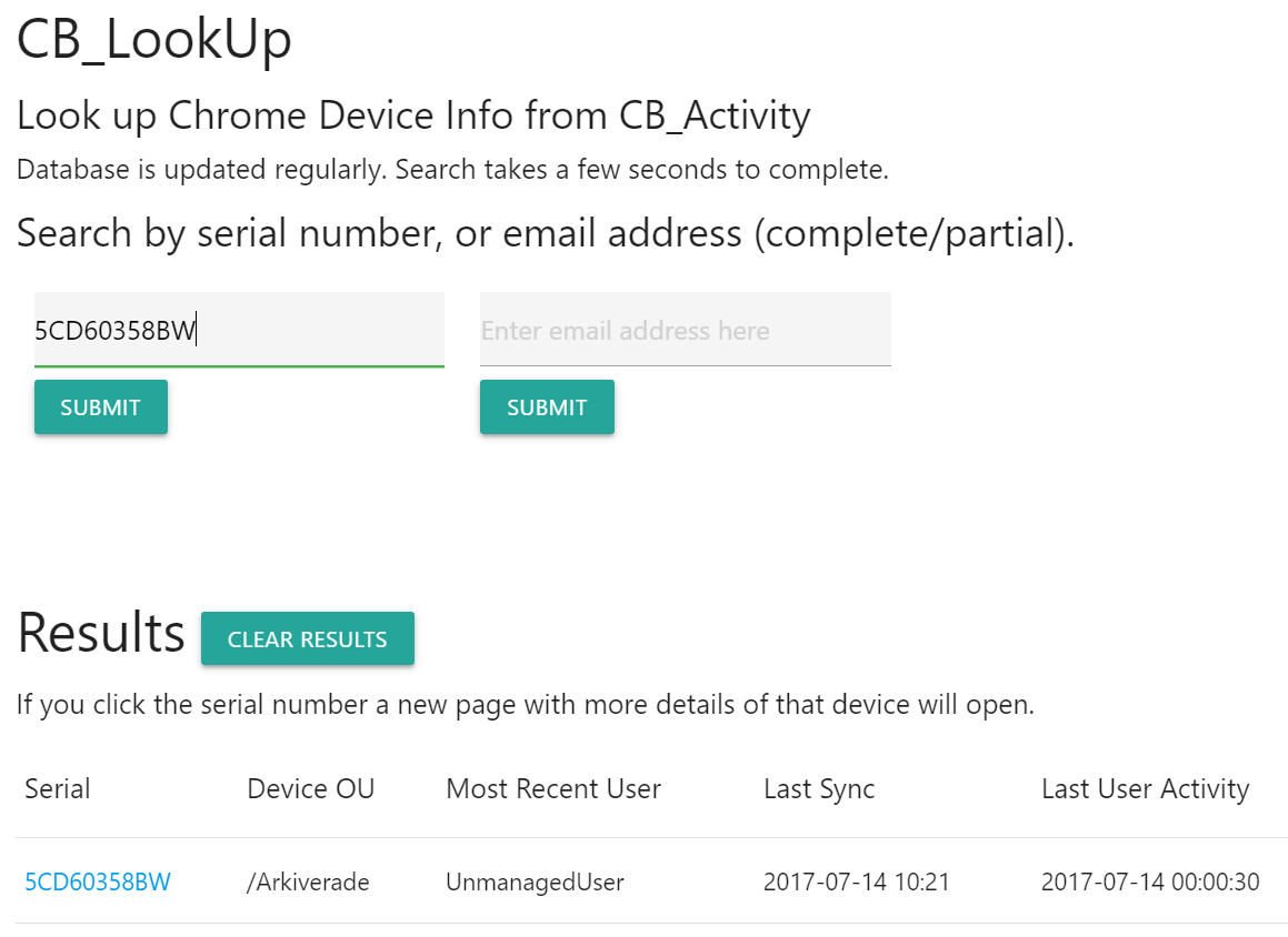 CB_LookUp interface with result