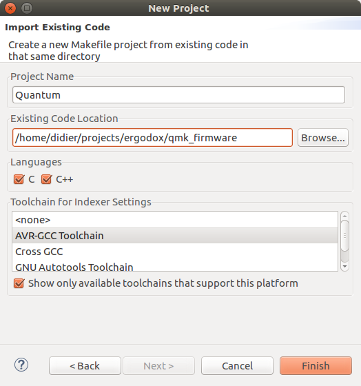 Importing QMK in Eclipse