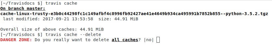 travis cache --delete