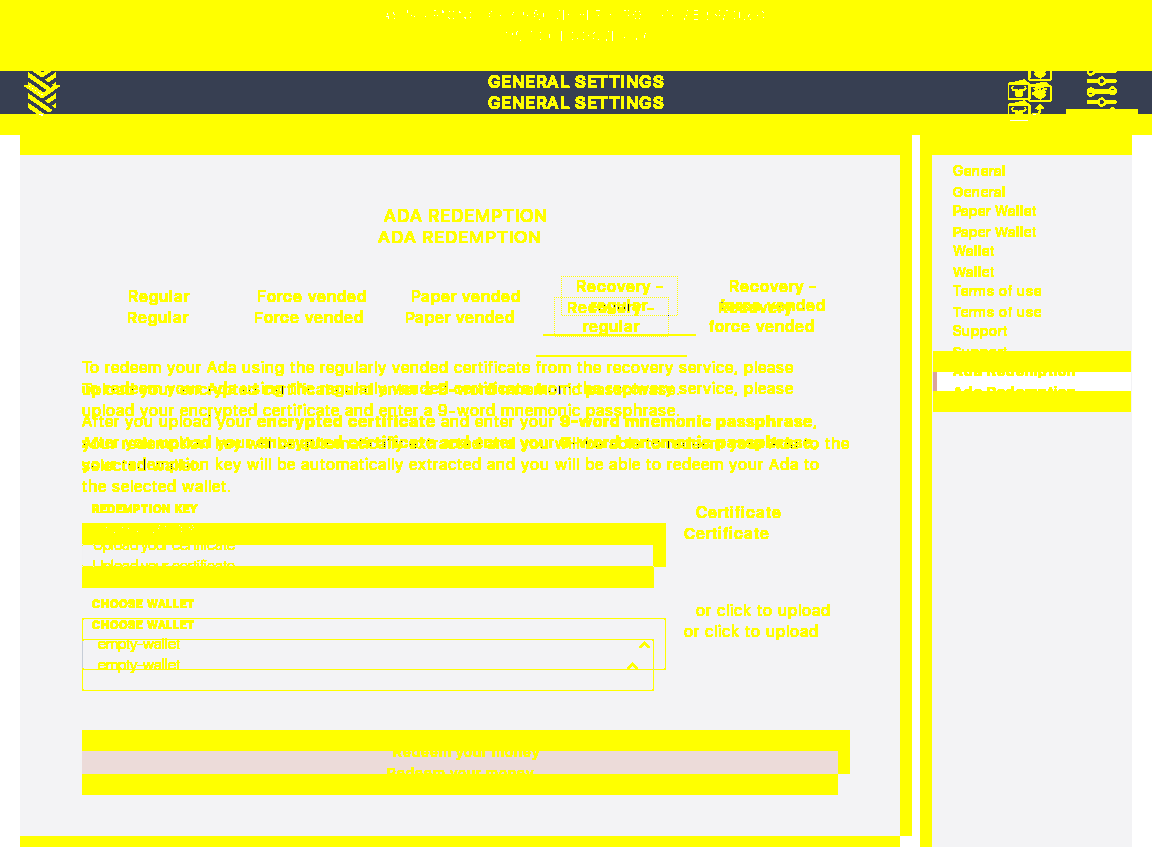 User redeems Recovery regular encrypted PDF certificate/5_87-I click on ada redemption choices tab.png