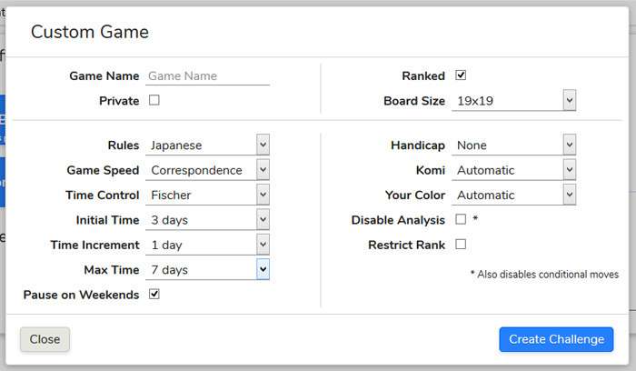 Custom settings