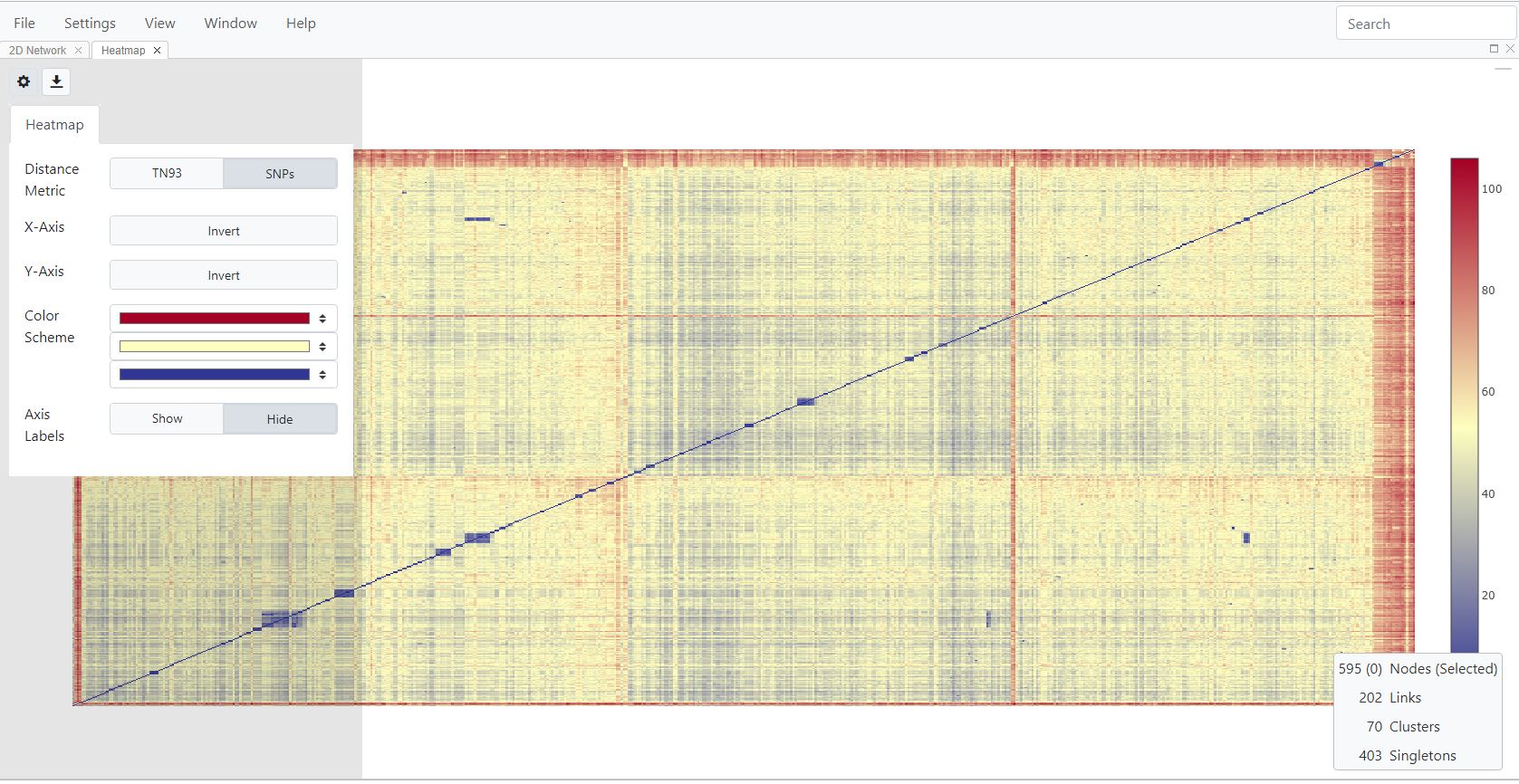 Heatmap view with settings displayed