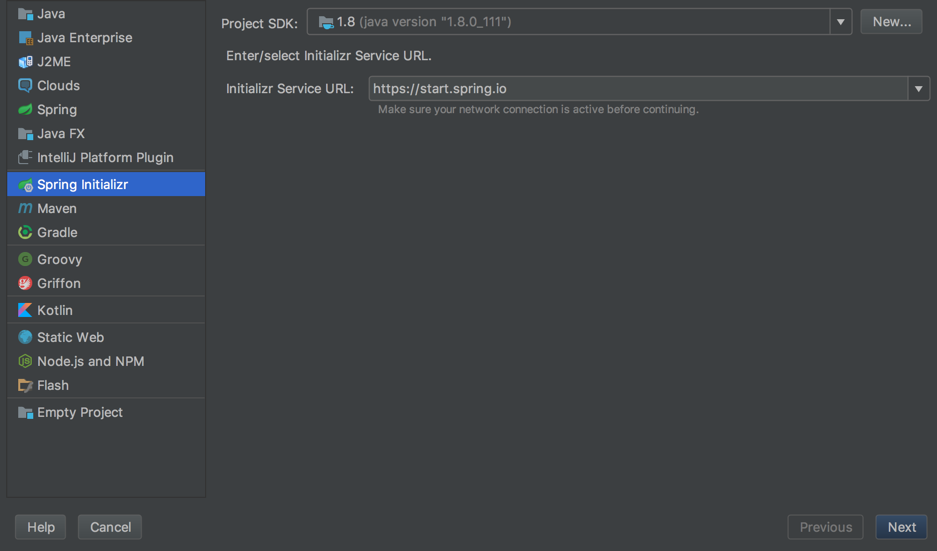 Intellij IDEA中集成了 Spring Initializr 