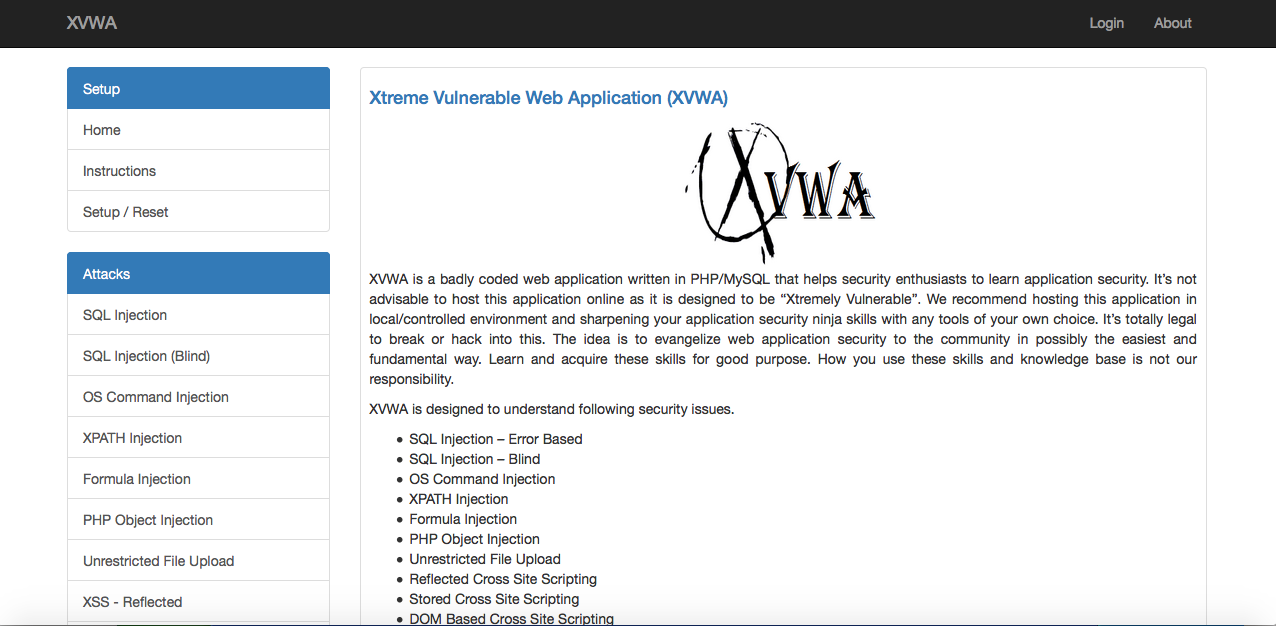 Image of XVWA Home Page